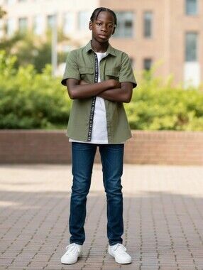 LC Waikiki Boys Green 💚 Short Sleeve Button Down Shirt